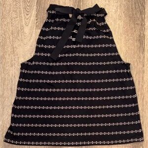 Loft NWT Monochrome 100% Cotton Top Black Sz Large Festival Preppy Minimalist